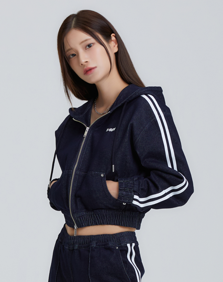 ジャケット・アウター NERDY Women's Denim Hoodie Track Top MUSINSA | NERDY Women's Denim Hoodie Track Top (Black/Navy