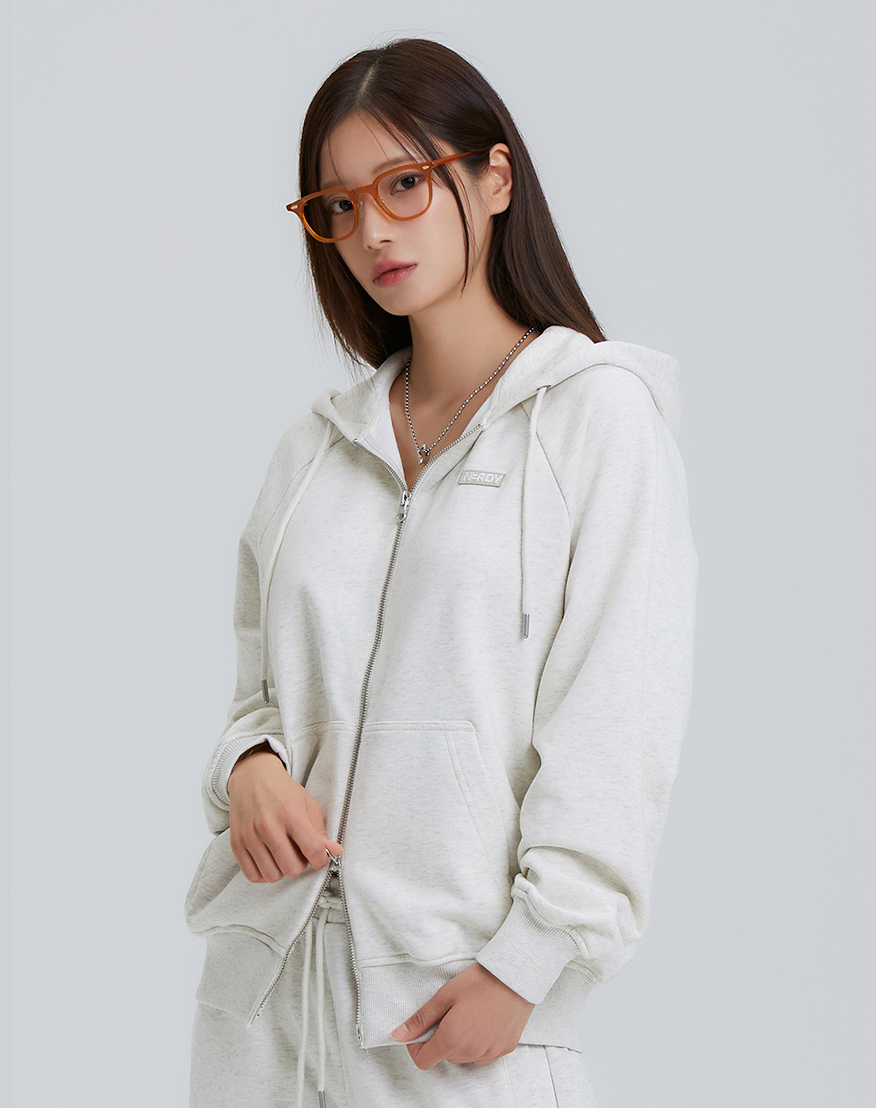 MUSINSA | NDY (nerdy) Essential Hoodie Zip-Up (Black/Oatmeal