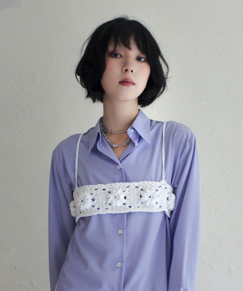 핸드메이드 크로쉐 플라워 뷔스티에_화이트