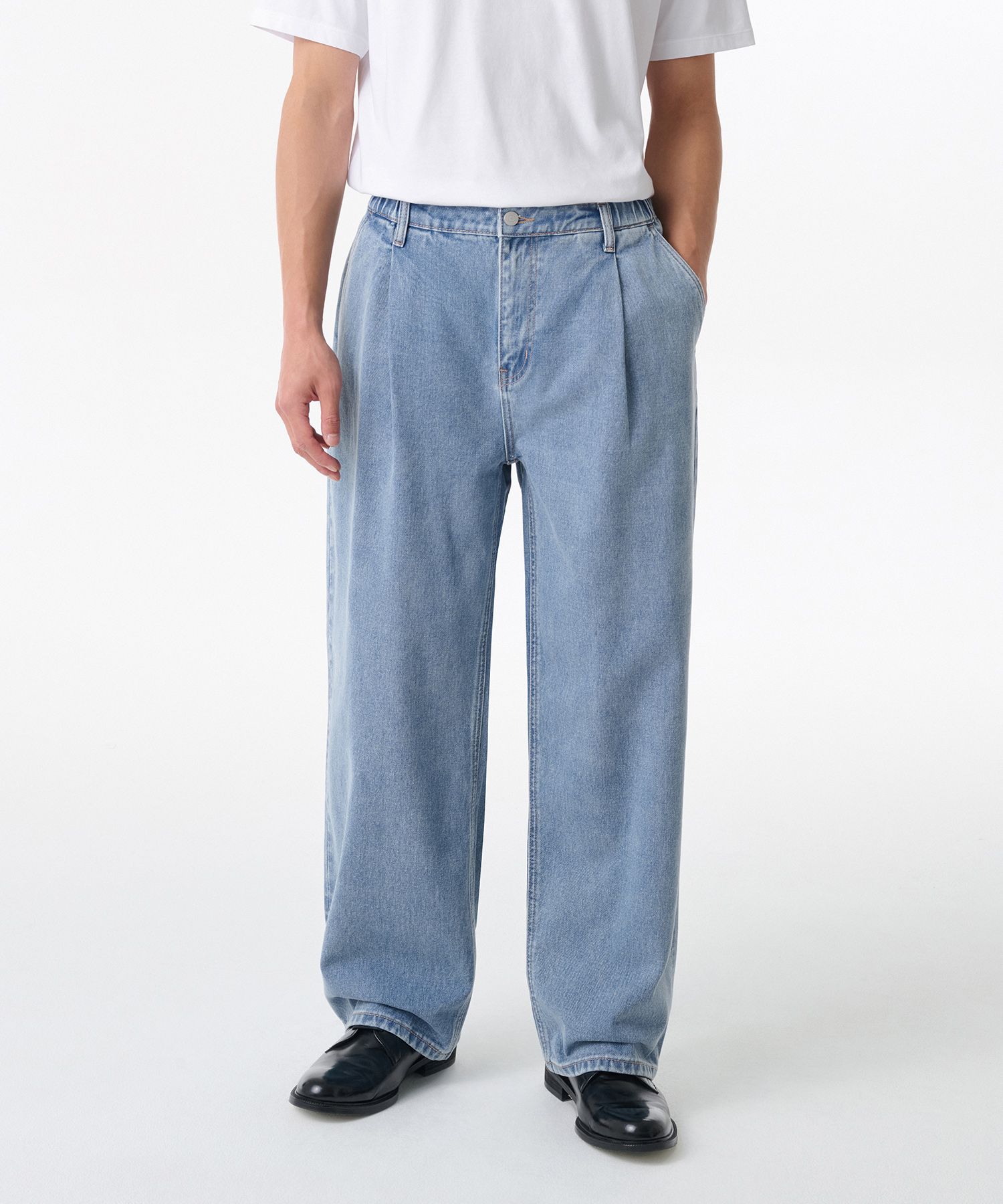 ★MUSINSA STANDARD★ Linen-like one-tuck wide banding denim MUSINSA | MUSINSA STANDARD Linen-like one-tuck wide banding