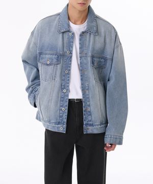 엑스트라 오버사이즈 데님 트러커 재킷 [라이트 인디고]