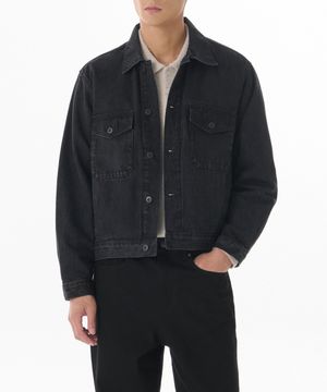데님 오피서 재킷 [워시드 블랙]
