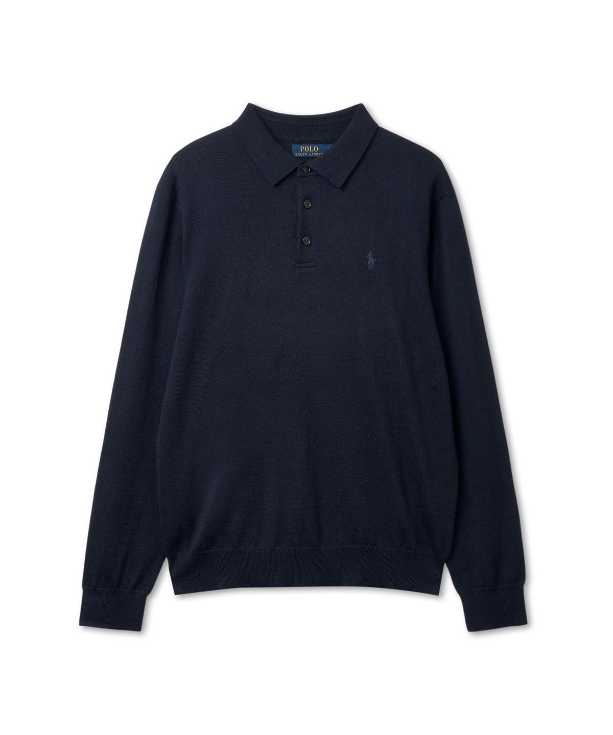 폴로 랄프 로렌(POLO RALPH LAUREN) 울 폴로 칼라 스웨터-블루