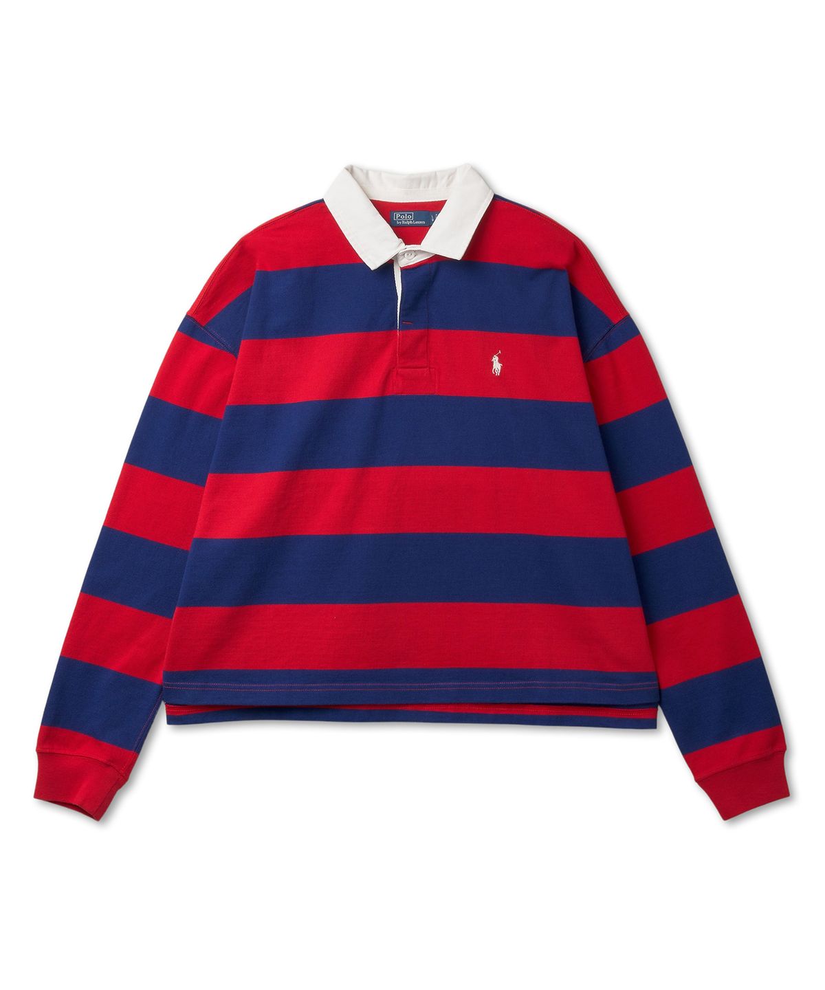 폴로 랄프 로렌(POLO RALPH LAUREN) W 스트라이프 크롭 저지 럭비 셔츠-레드