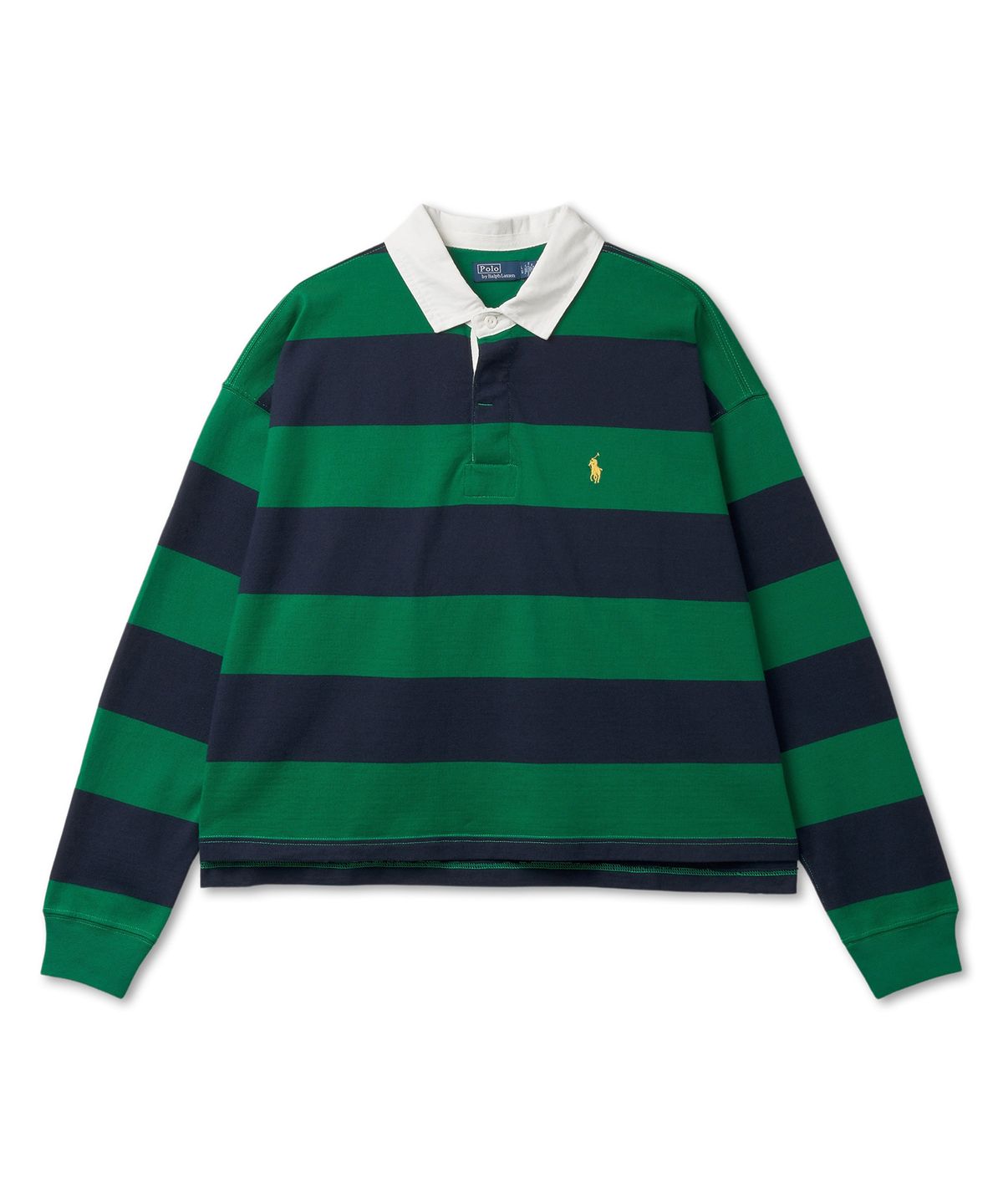 폴로 랄프 로렌(POLO RALPH LAUREN) W 스트라이프 크롭 저지 럭비 셔츠-그린