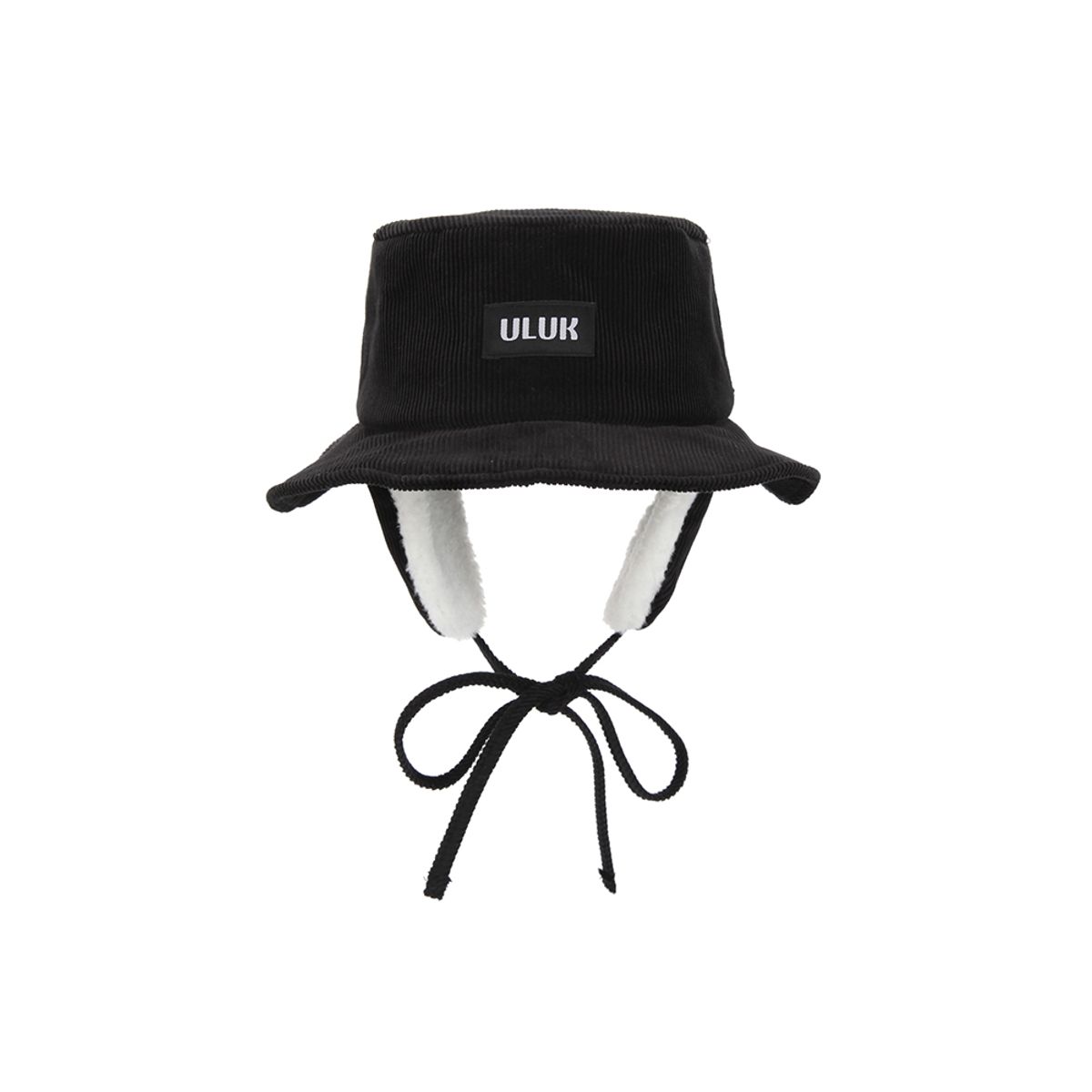 유룩(ULUK) 에션셜 라벨 코듀로이 양털 이어머프 버킷햇_Black