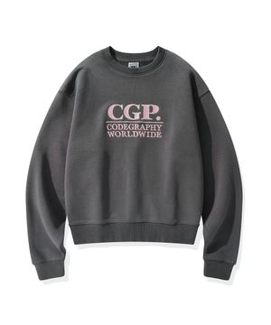 (우먼) 스퀘어 로고 맨투맨_차콜