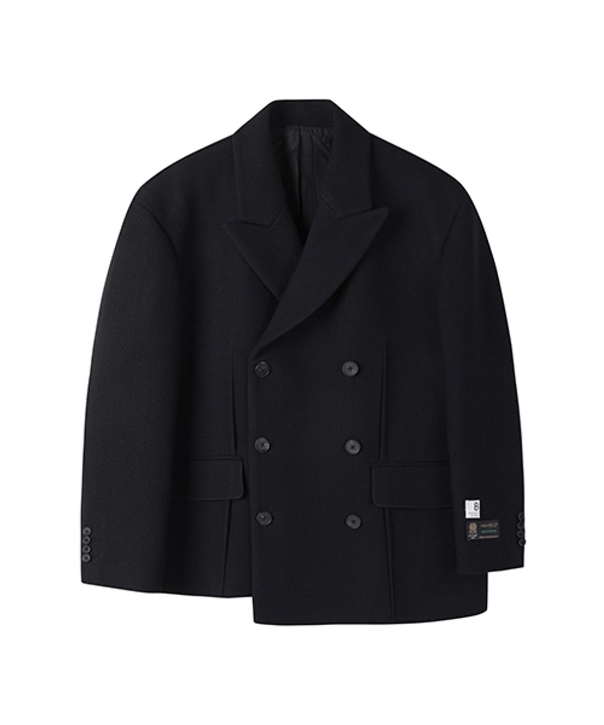 래코드(RECODE) Oversized Maxi Double Half Coat_RKCAW24600BKX