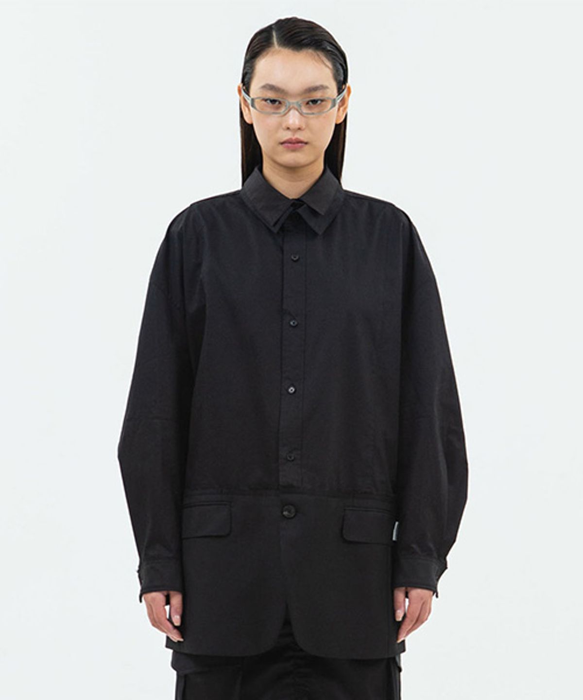 래코드(RECODE) Over fit Jacket Detail Shirt_RQSAA24516BKX