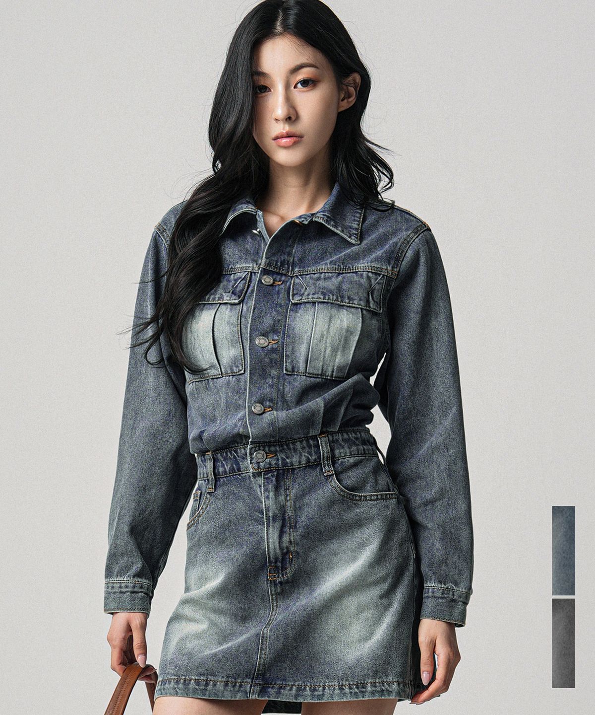 어반드레스(AVANDRESS) Brush Denim Mini Dress - 2COL