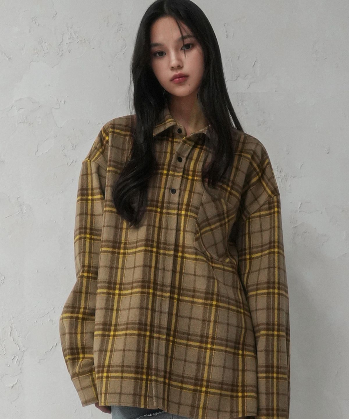 어반드레스(AVANDRESS) Jerry Check Shirt CAMEL