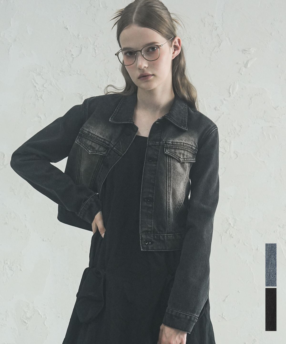 어반드레스(AVANDRESS) Sand Washing Denim Crop Jacket - 2COL