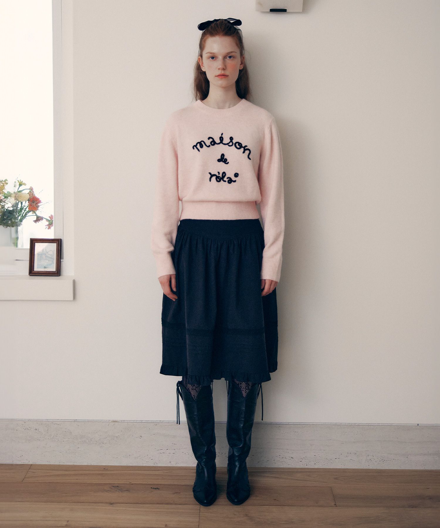 ROLAROLA★大人気★PEASANT MIDI SKIRT MUSINSA公式 | ROLAROLA PEASANT MIDI SKIRT BLACK