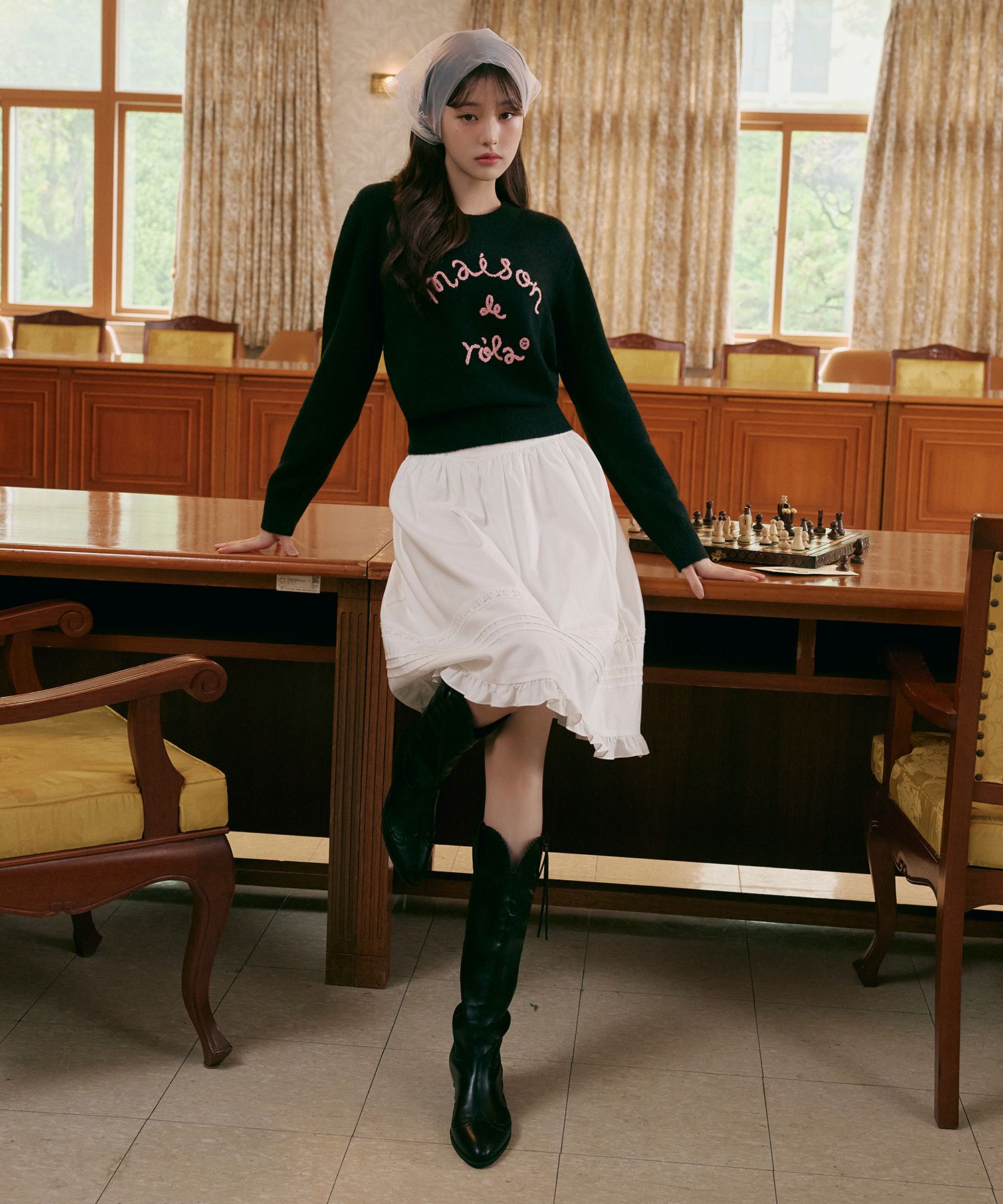 MUSINSA公式 | ROLAROLA PEASANT MIDI SKIRT WHITE