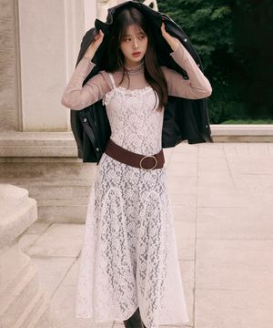 [장원영 Pick] LACE LAYERED ONEPIECE WHITE