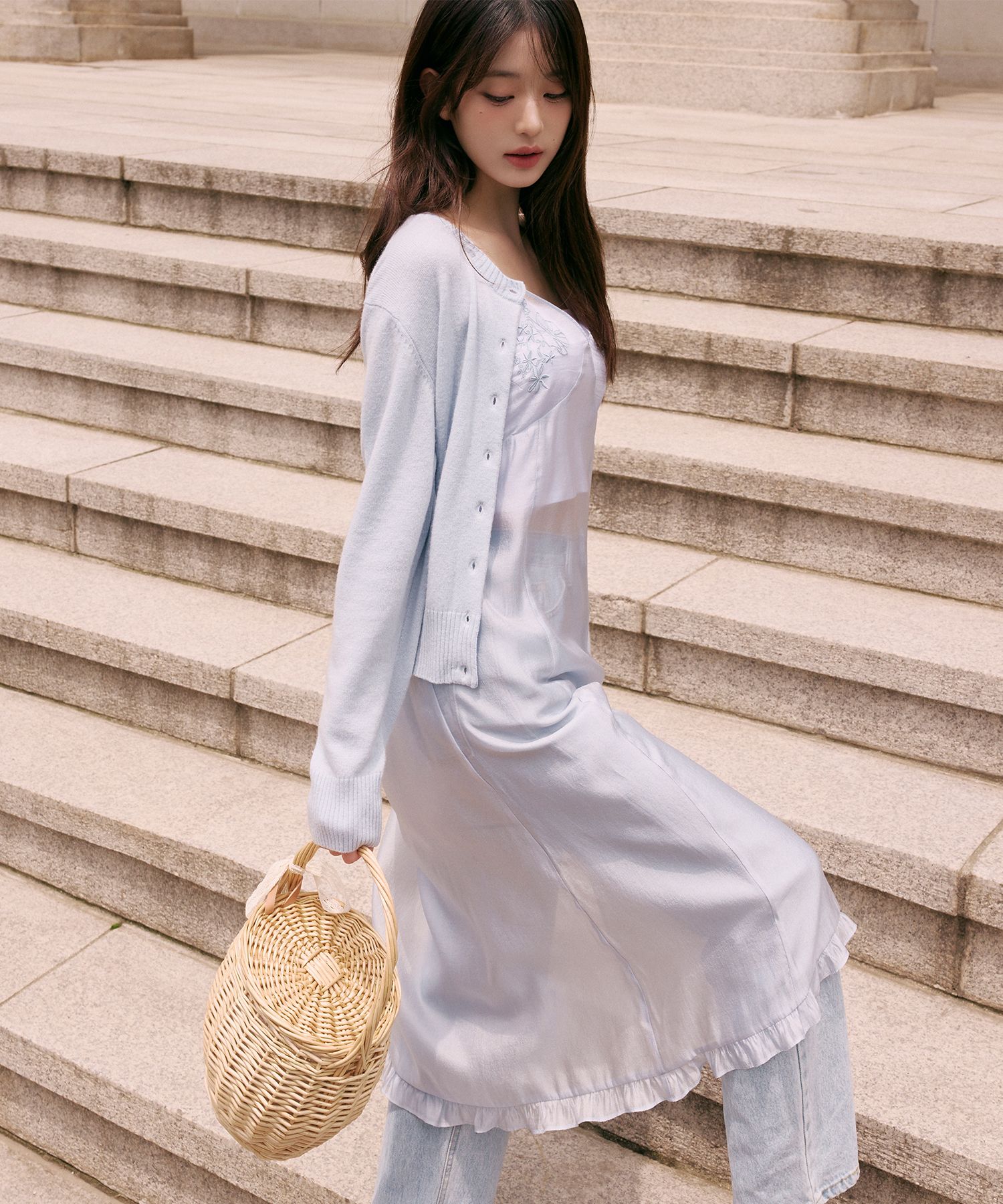 ★rolarola★ SHEER EMBROIDERY BUSTIER ONEPIECE BLUE MUSINSA | ROLAROLA SHEER EMBROIDERY BUSTIER ONEPIECE BLUE