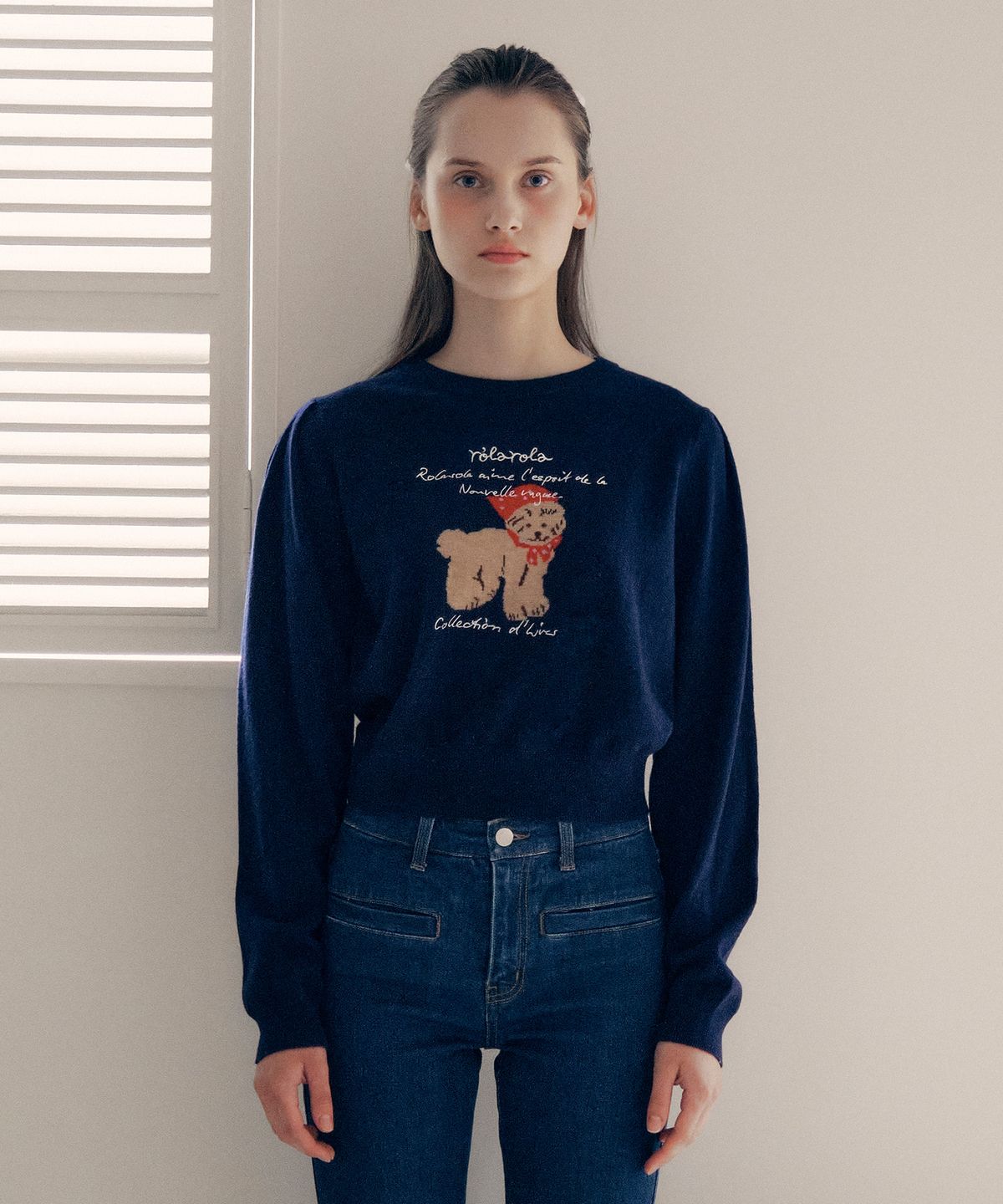 로라로라(ROLAROLA) ROLA PUPPY PUFF SLEEVE KNIT NAVY