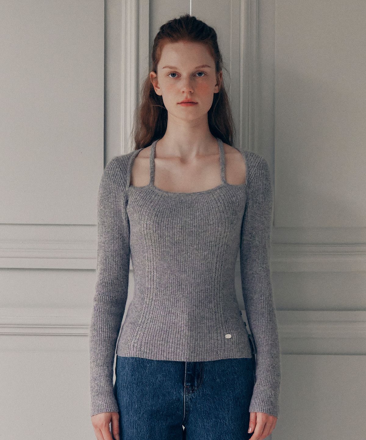 로라로라(ROLAROLA) ANGORA HALTERNECK KNIT GRAY