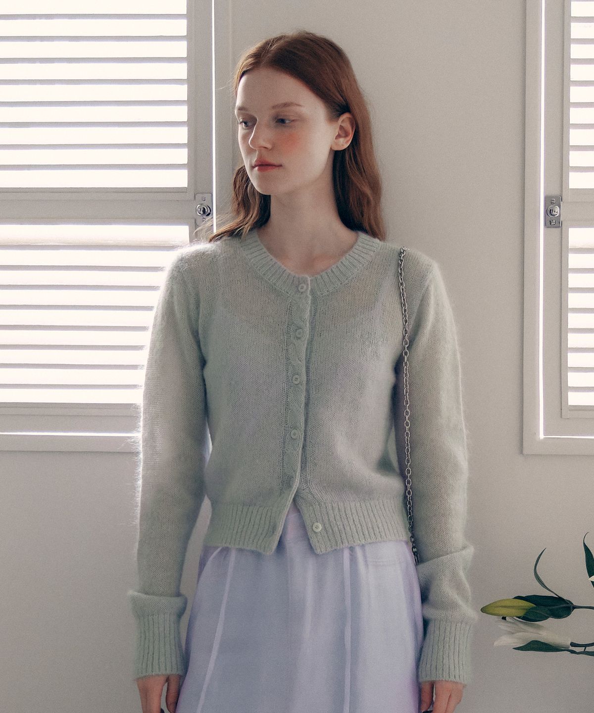 로라로라(ROLAROLA) MOHAIR WOOL BLENDED CARDIGAN MINT