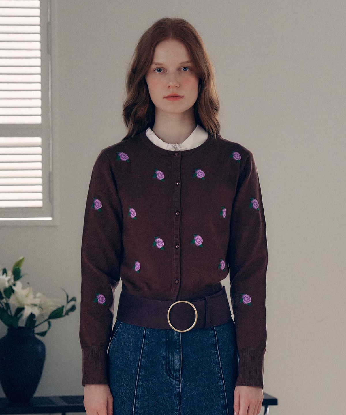 로라로라(ROLAROLA) VINTAGE ROSE CARDIGAN BROWN