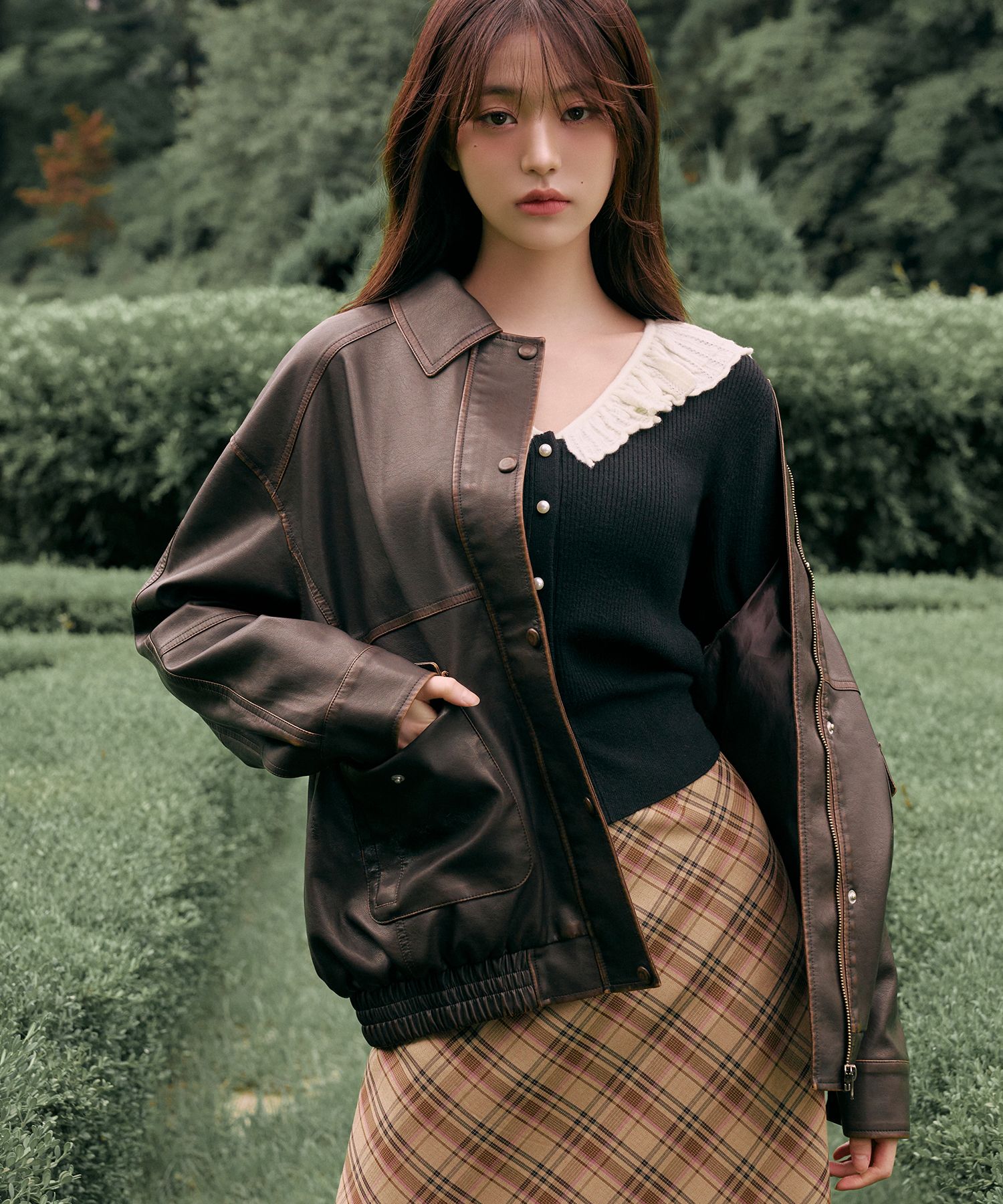 ♥ROLAROLA♥VINTAGE LEATHER BLOUSON JACKET MUSINSA | ROLAROLA VINTAGE LEATHER BLOUSON JACKET BROWN