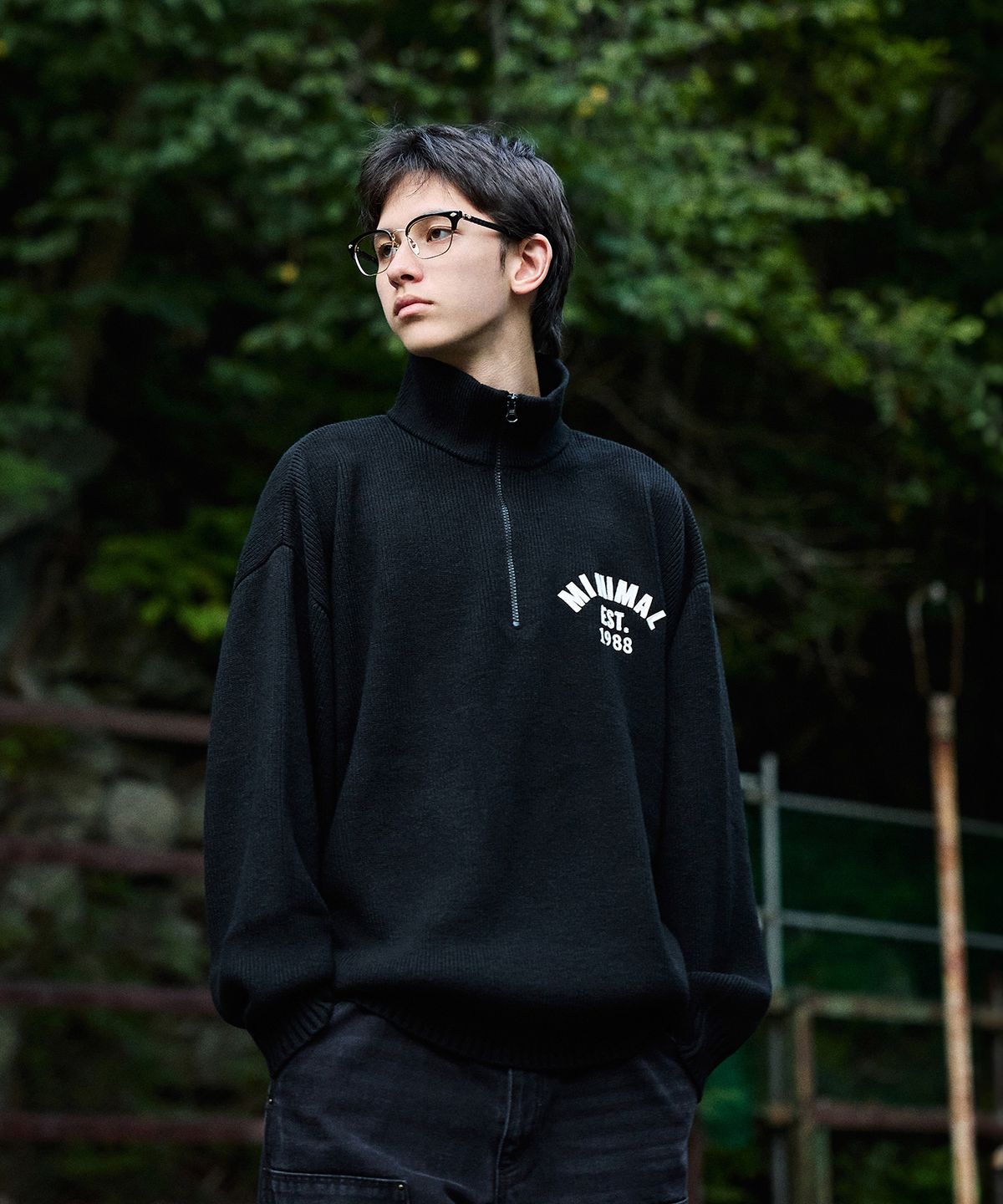 미니멀프로젝트(MINIMALPROJECT) 하프집업 터틀넥 니트 MNT115 [BLACK]
