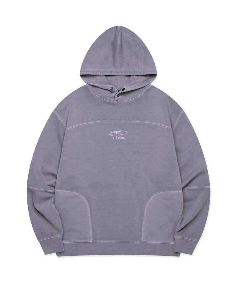 PIGMENT DYED OVAL GLOBE HOODIE dark purple