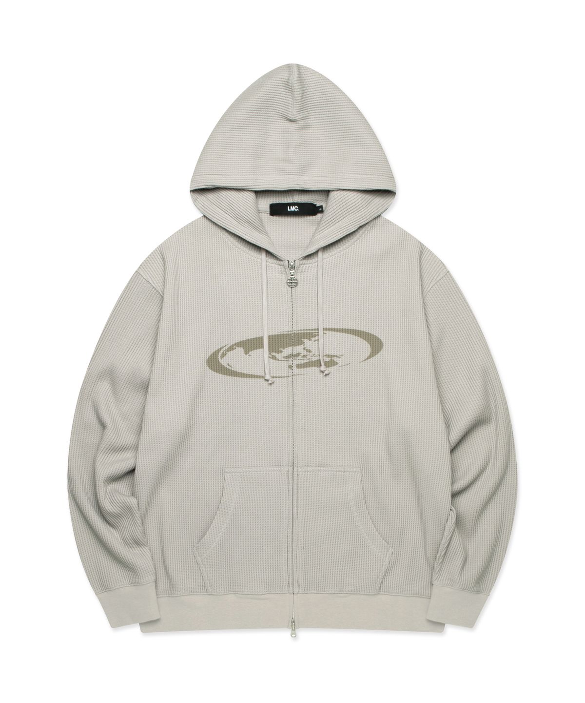 엘엠씨(LMC) OVAL GLOBE WAFFLE ZIP-UP HOODIE sand