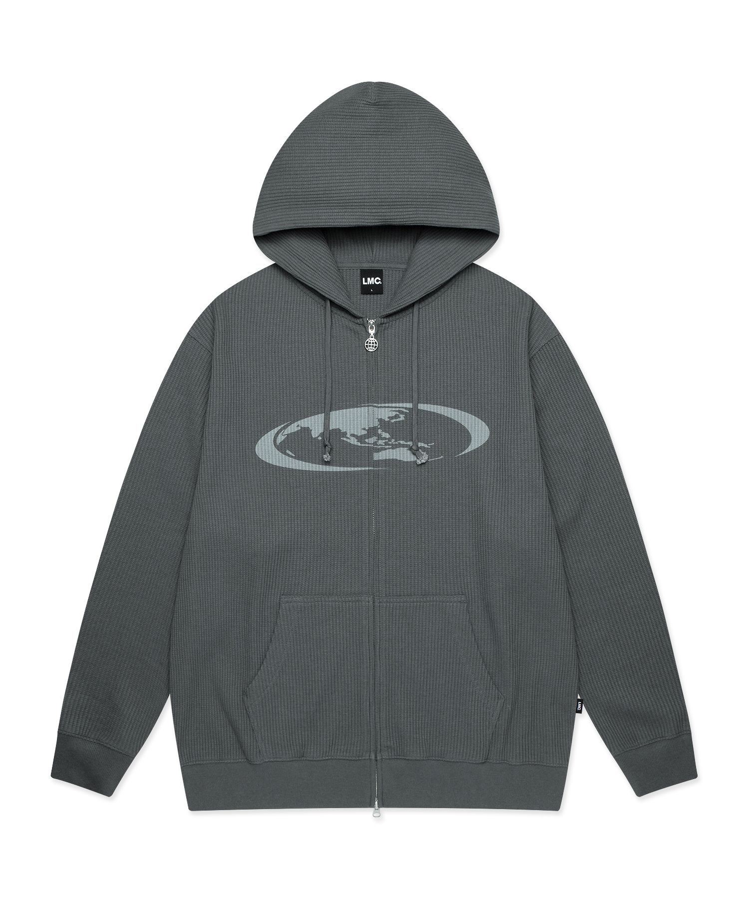 LMC ジップアップスウェット MUSINSA | LMC OVAL GLOBE WAFFLE ZIP-UP HOODIE charcoal