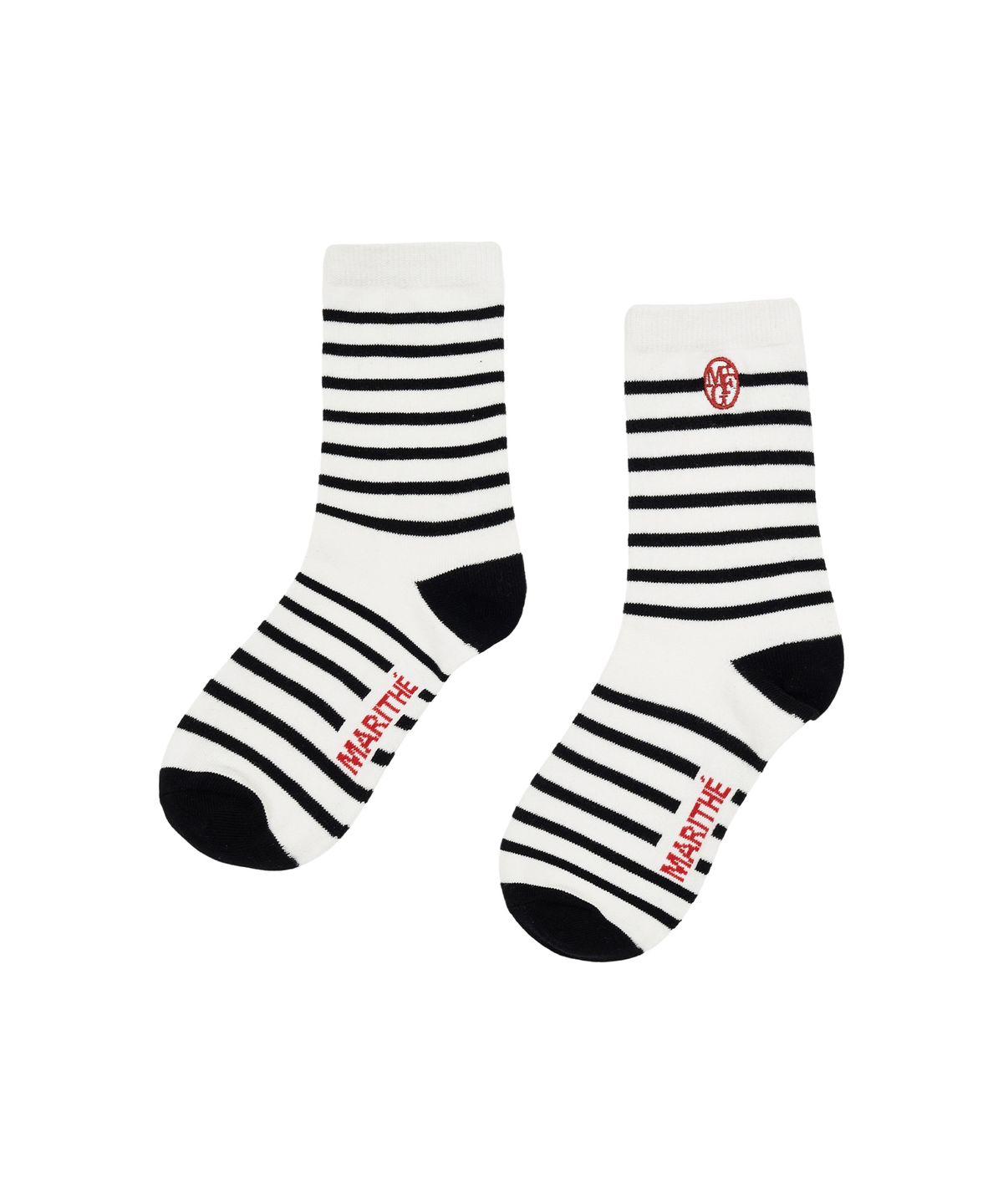 마리떼 키즈(MARITHÉ KIDS) ENFANT CIRCLE LOGO STRIPE SOCKS ivory