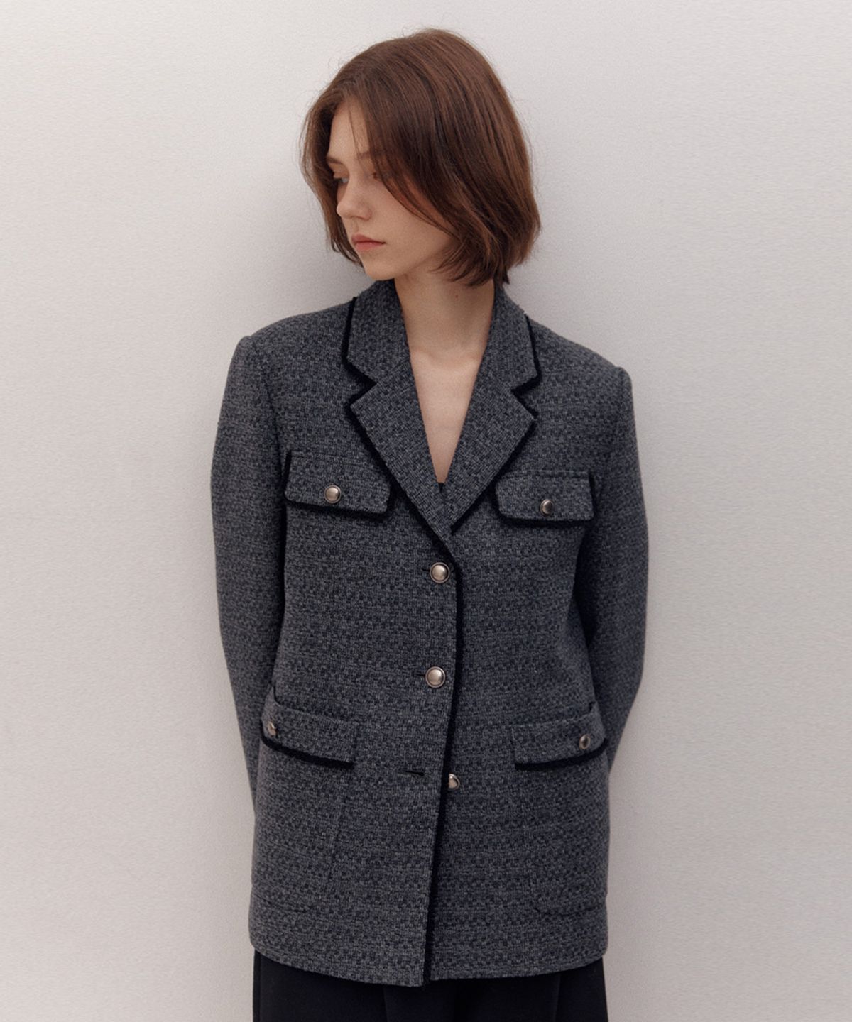 아바몰리(AVA MOLLI) TAILORED TWEED JK (GREY)
