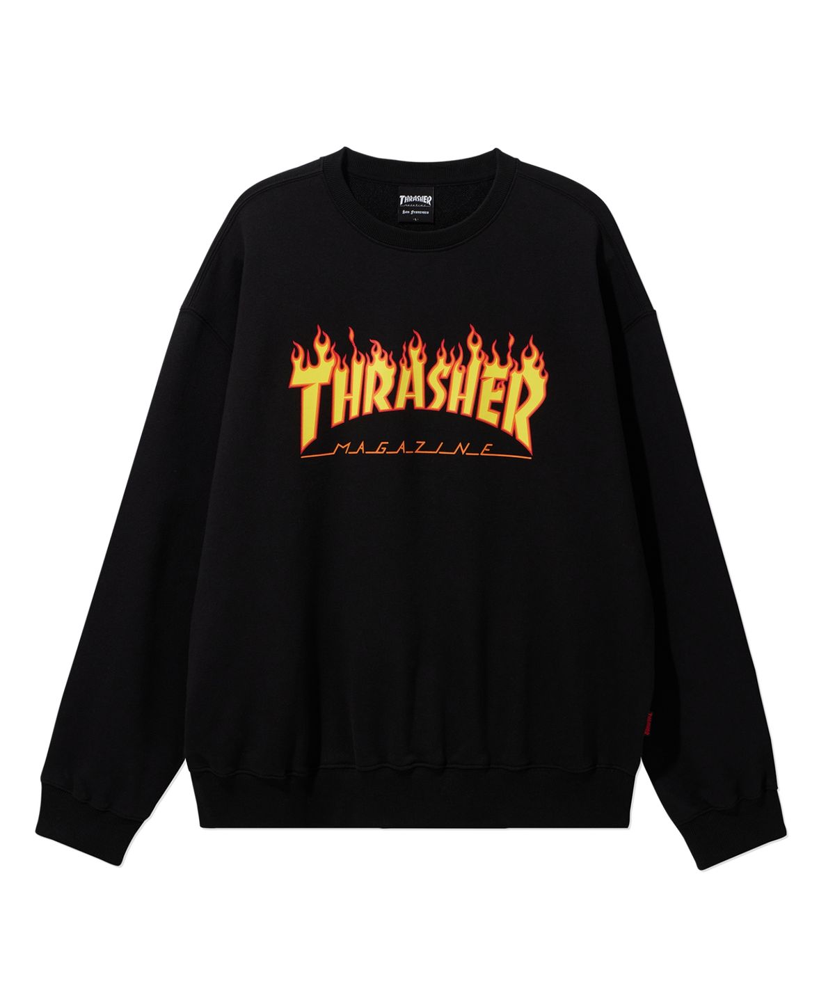 트레셔(THRASHER) 플레임 로고 맨투맨 블랙