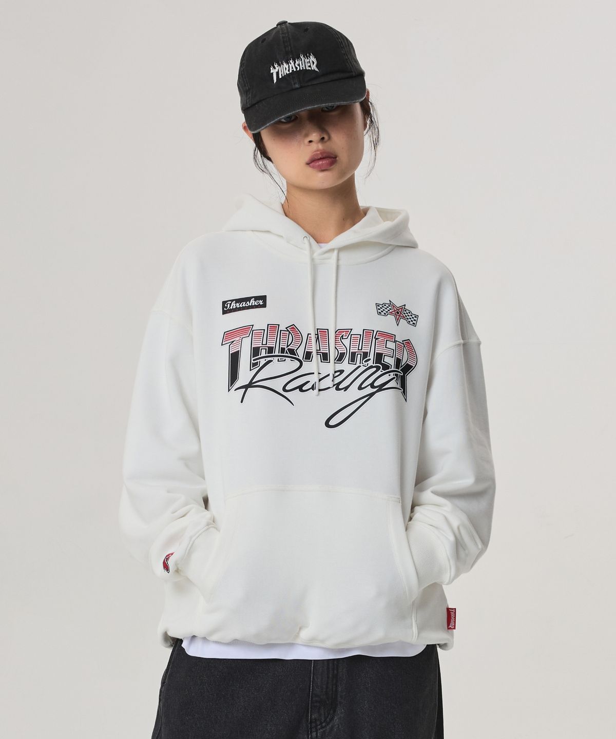 트레셔(THRASHER) 레이싱 그래픽 후디 아이보리