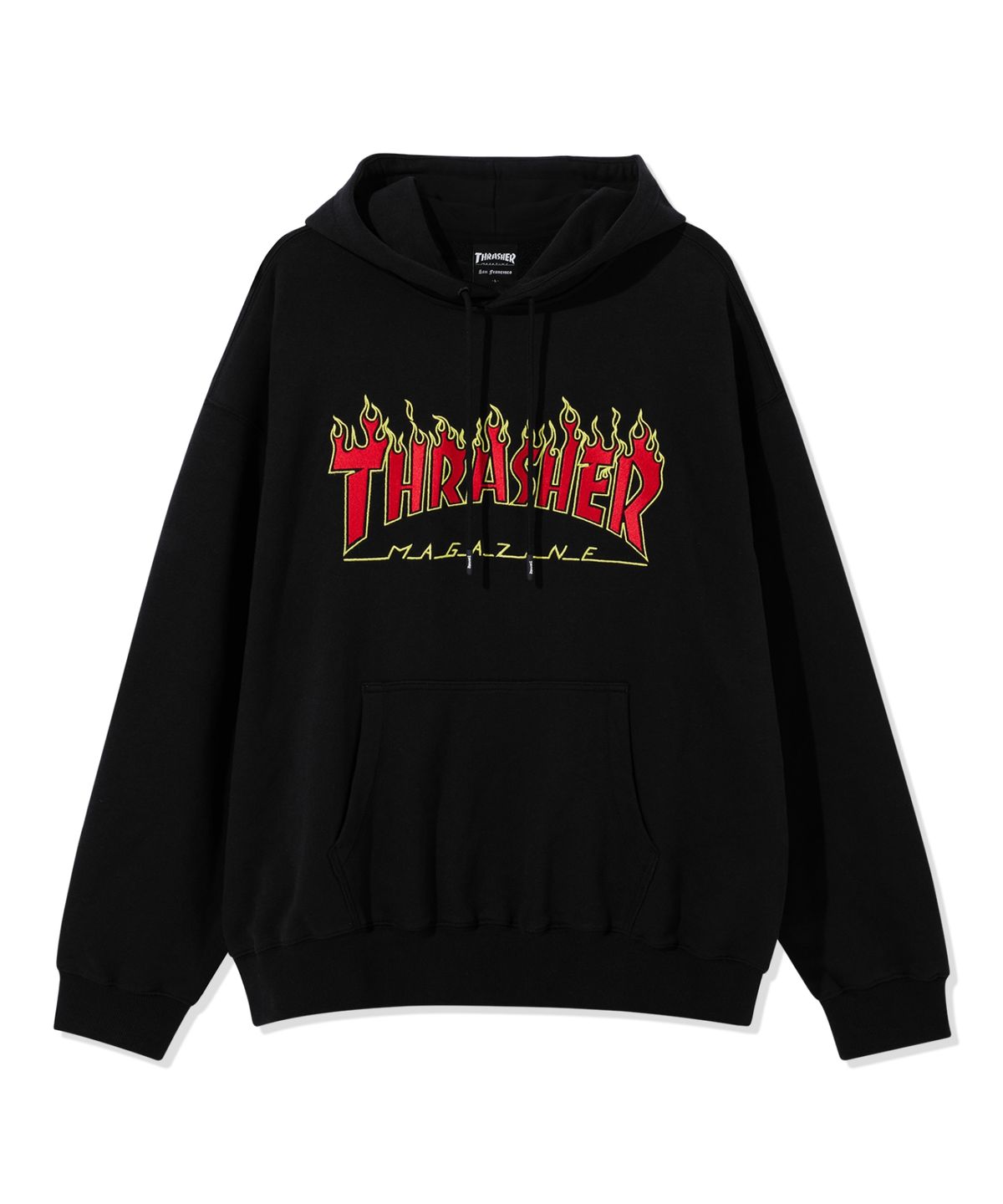 트레셔(THRASHER) 아웃라인 플레임 로고 후디 블랙