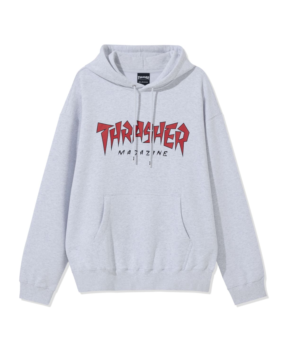 트레셔(THRASHER) 재기드 로고 후디 화이트 멜란지