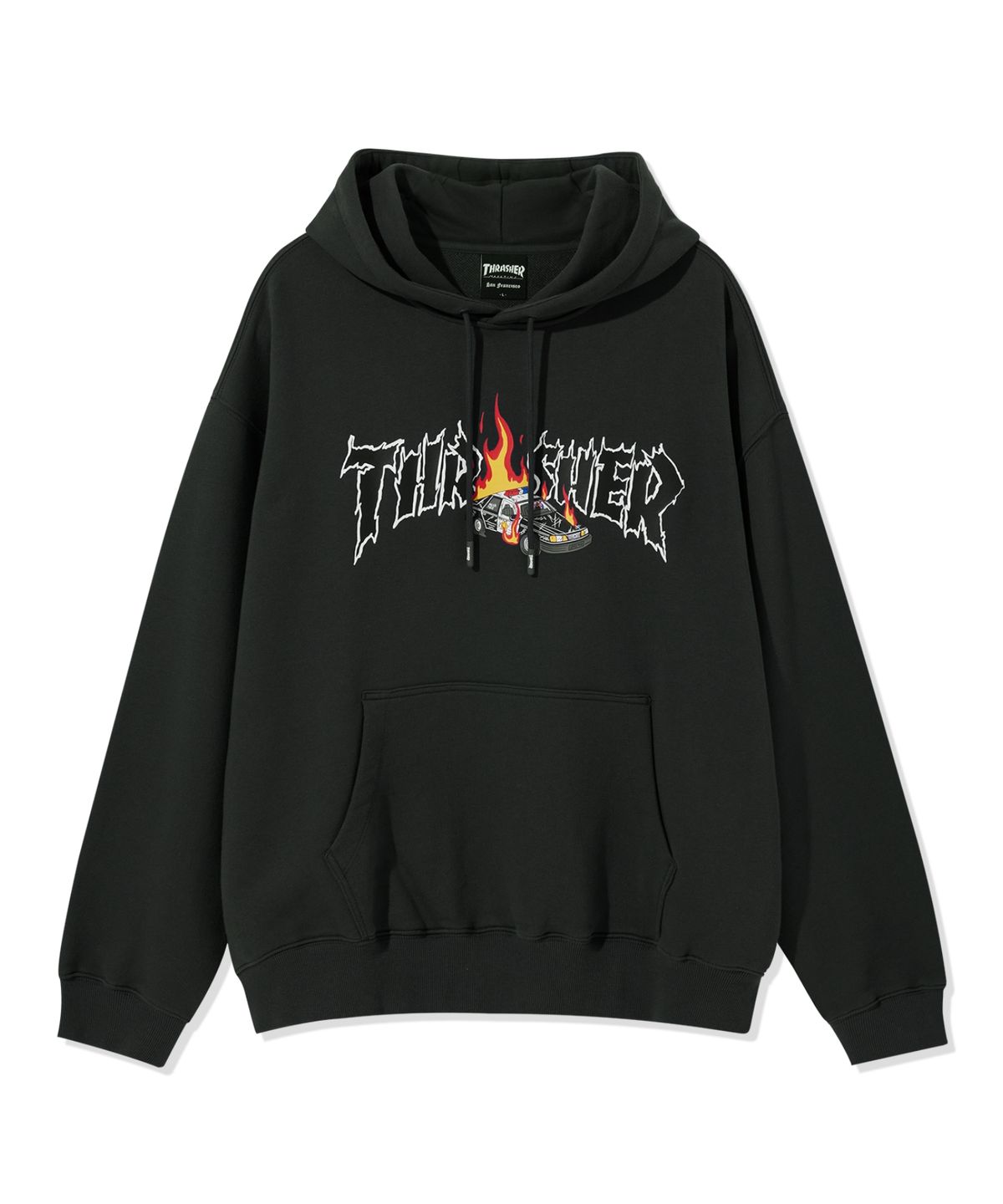 트레셔(THRASHER) 버닝카 그래픽 후디 차콜