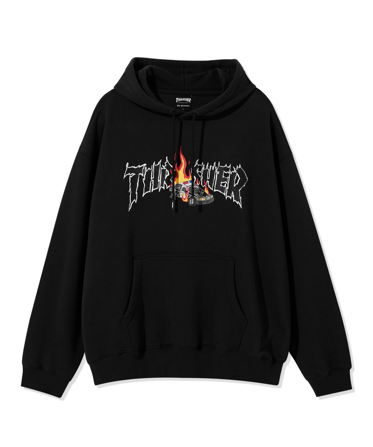 트레셔(THRASHER) 버닝카 그래픽 후디 블랙