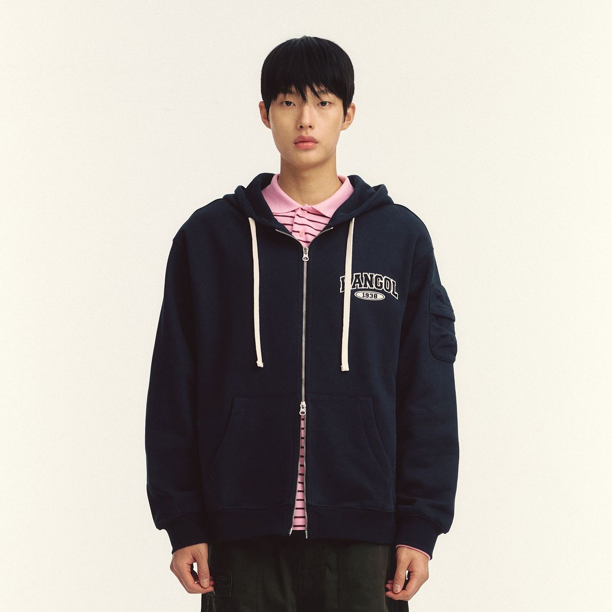 캉골(KANGOL) 칼리지 바시티 집업 5132 네이비