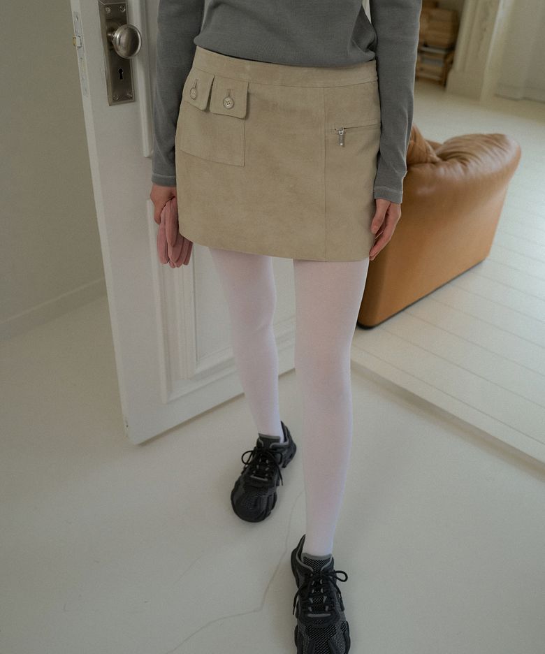 SUEDE MINI SKIRT_ASH GRAY