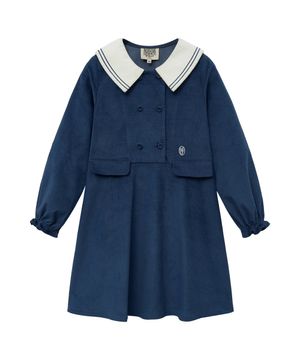ENFANT W VELVET SAILOR ONE PIECE navy