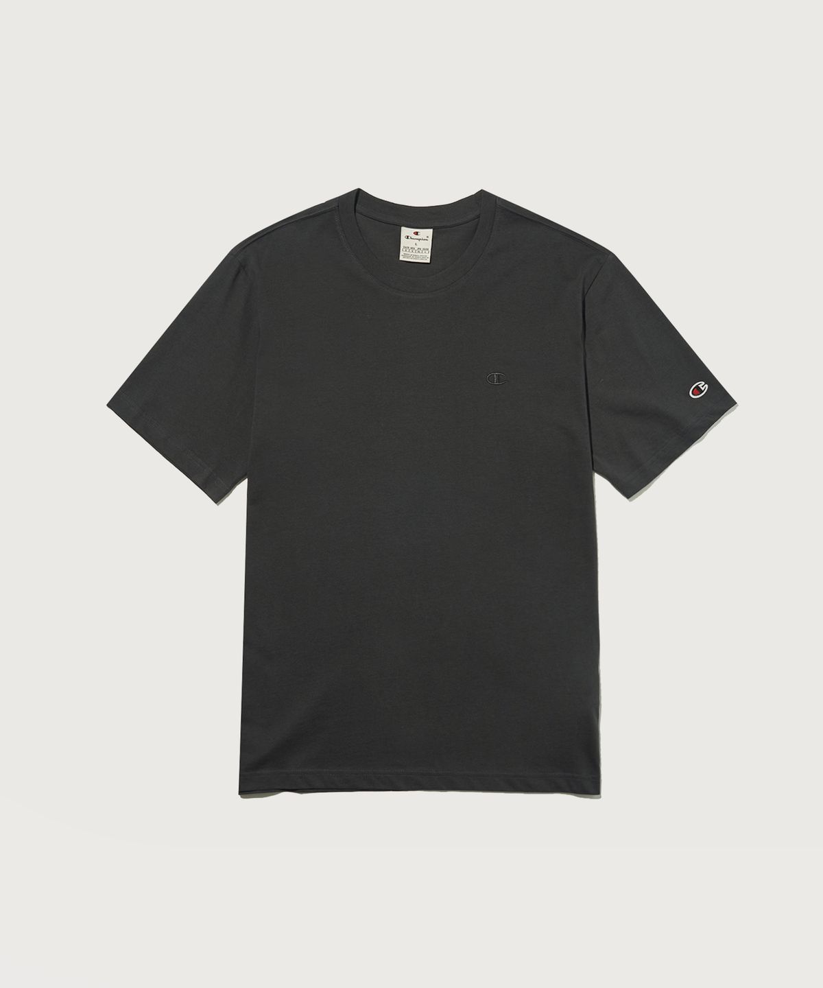 챔피온(CHAMPION) Embroidery C 로고 코튼 반팔 티셔츠 Charcoal Grey