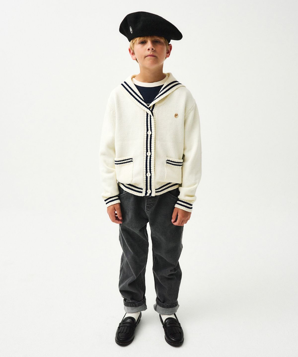 마리떼 키즈(MARITHÉ KIDS) KIDS X-POCKET TAPERED DENIM PANTS light gray