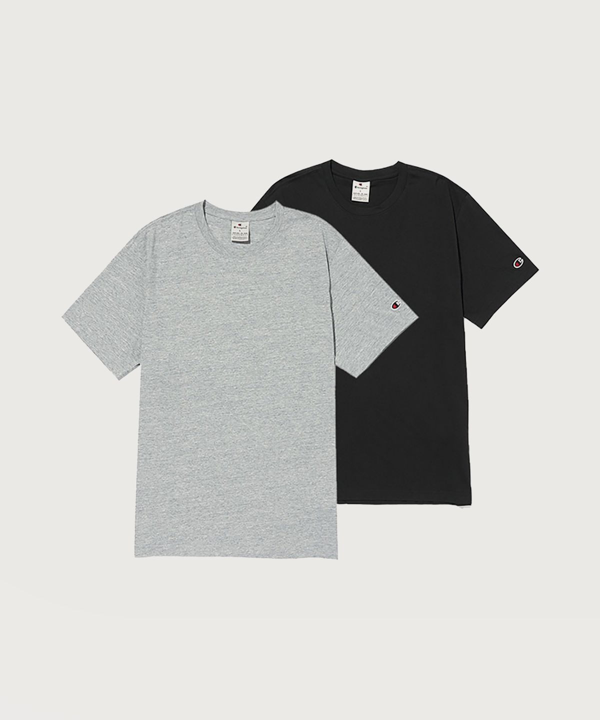 챔피온(CHAMPION) 베이직 반팔 티셔츠 2팩 Grey/Black