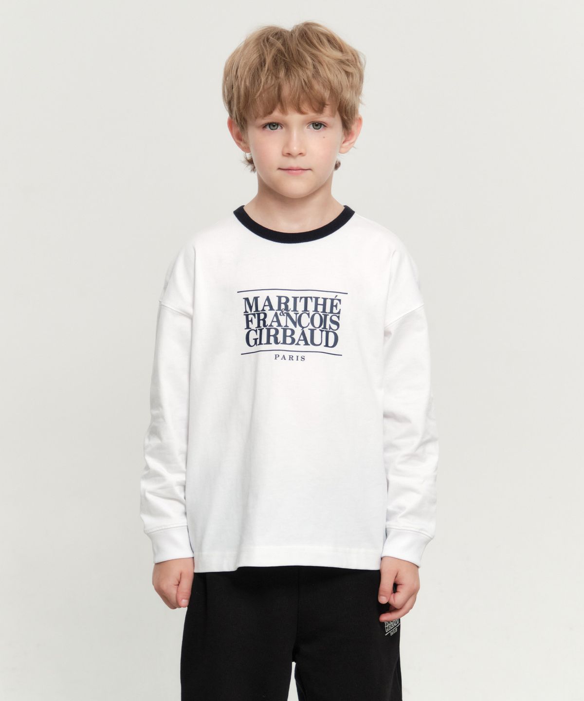 마리떼 키즈(MARITHÉ KIDS) KIDS CLASSIC LOGO LONG SLEEVE RINGER TEE white