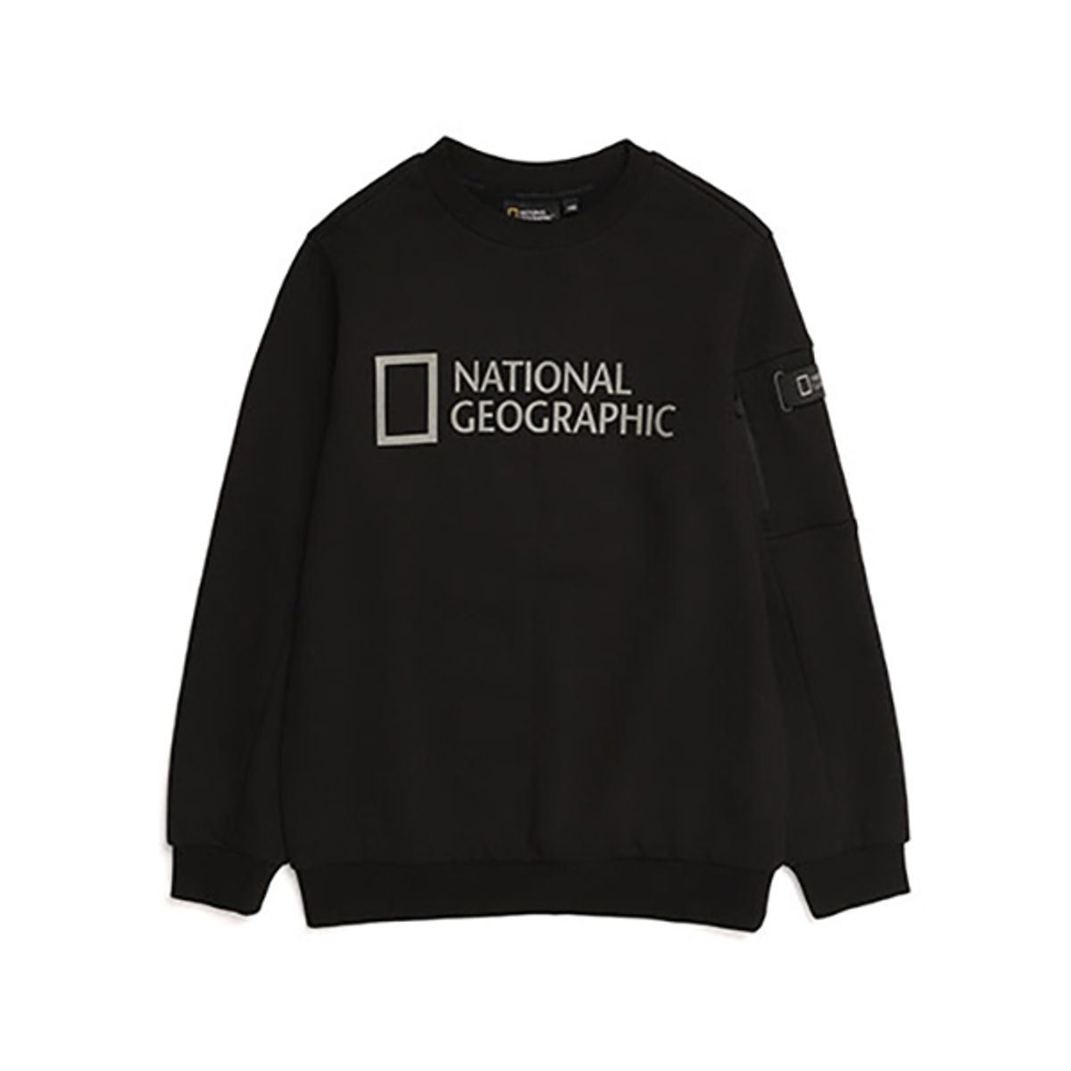 내셔널지오그래픽 키즈(NATIONAL GEOGRAPHIC KIDS) N213KSW230 재귀반사 프린트 맨투맨 CARBON BLACK