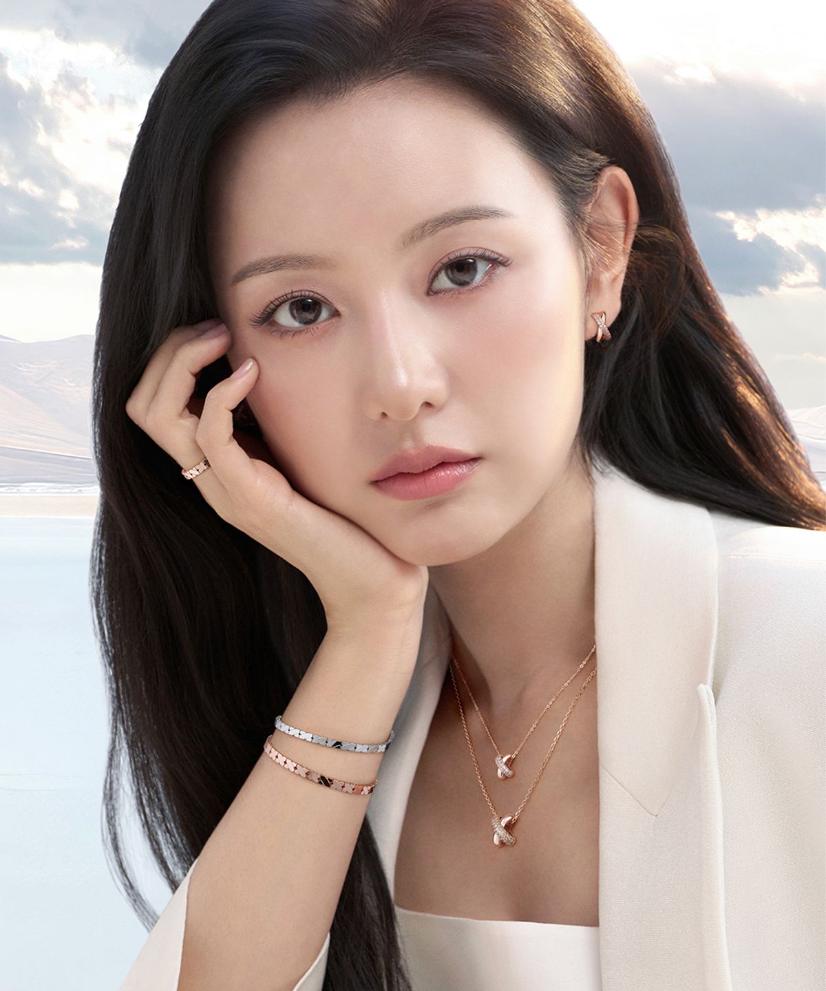 스톤헨지(STONEHENGE) 크로싱 14K 큐빅 목걸이 SA24C29F