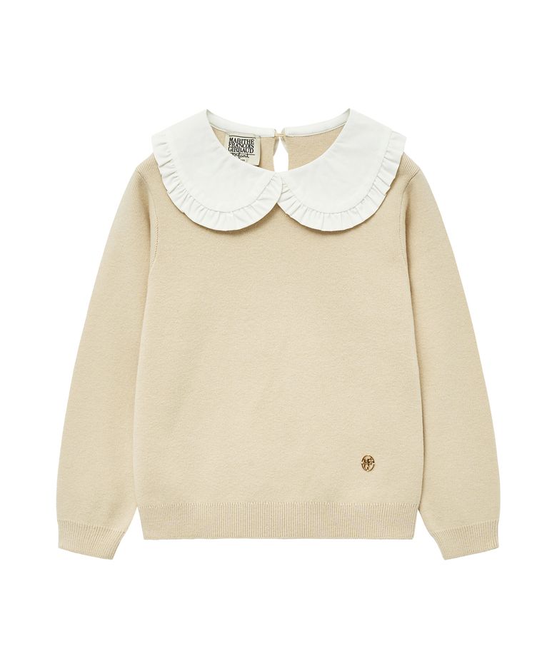 ENFANT FRILL COLLAR KNIT light beige