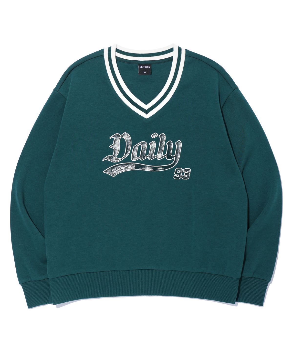 디스트나인(DISTN9NE) 브이넥 데일리 맨투맨 DARK GREEN (LO3TF625-046)