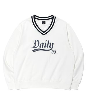 브이넥 데일리 맨투맨 OFF WHITE (LO3TF625-001)