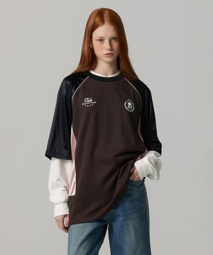 우먼 새틴 풋볼 져지 레글런 티셔츠 BOCTS851FBR